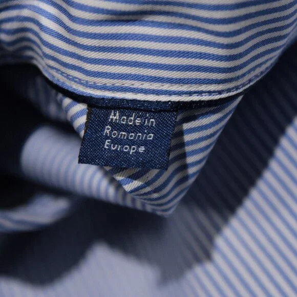Eton NWT Casual Button Down Shirt Size 42 16.5 L Contemporary Fit Blue Stripes
